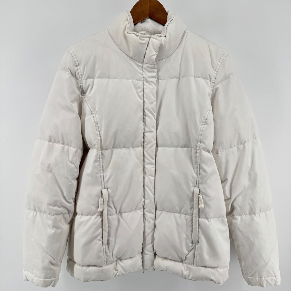 Gap Puffer Jacket Womens Medium White Down Feather Fill Quilted Winter Coat